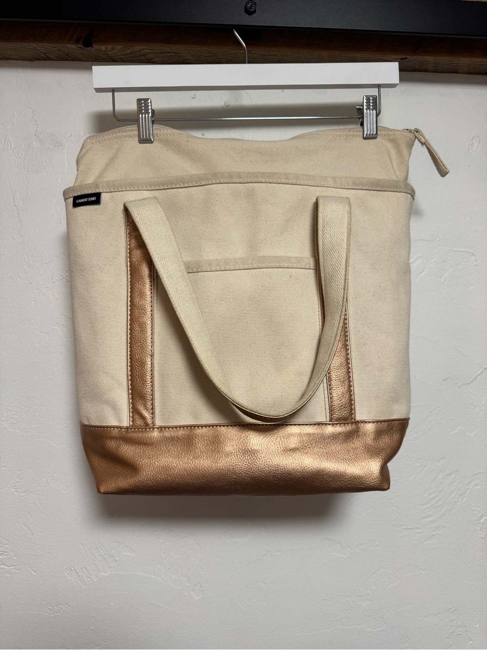 Lands' End Canvas Tote with Metallic Rose Accent